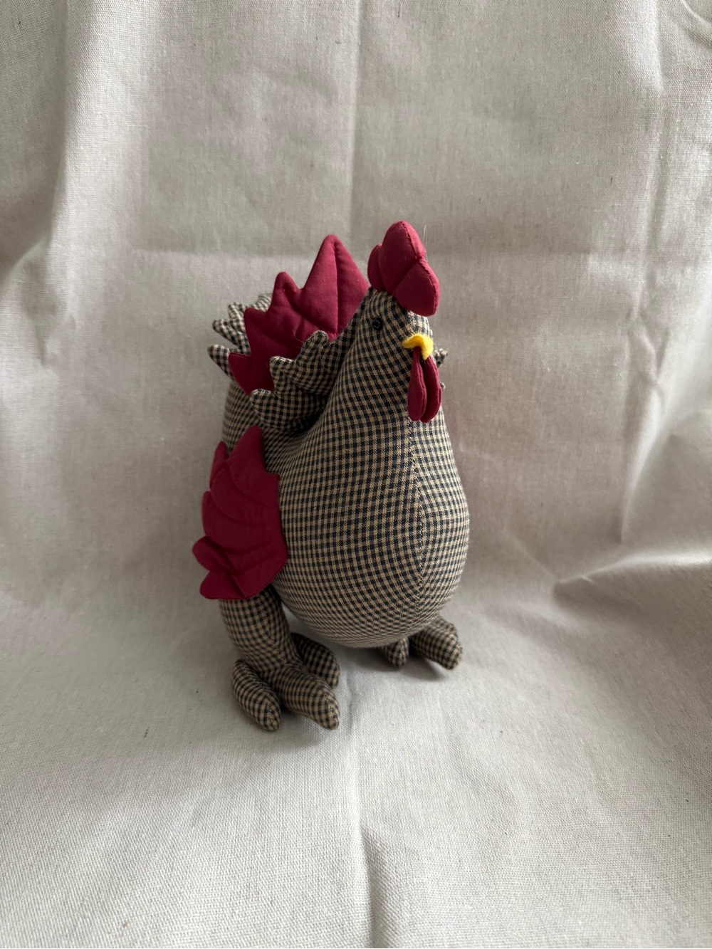 Handmade Decorative Fabric Chicken Plush - Red Accents